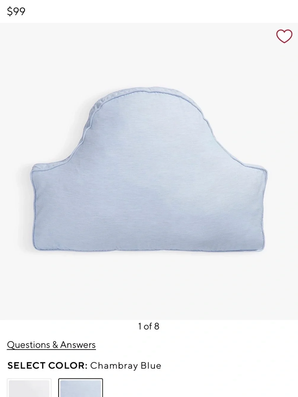 Pottery Barn Teen Chambray Blue Headboard Pillow